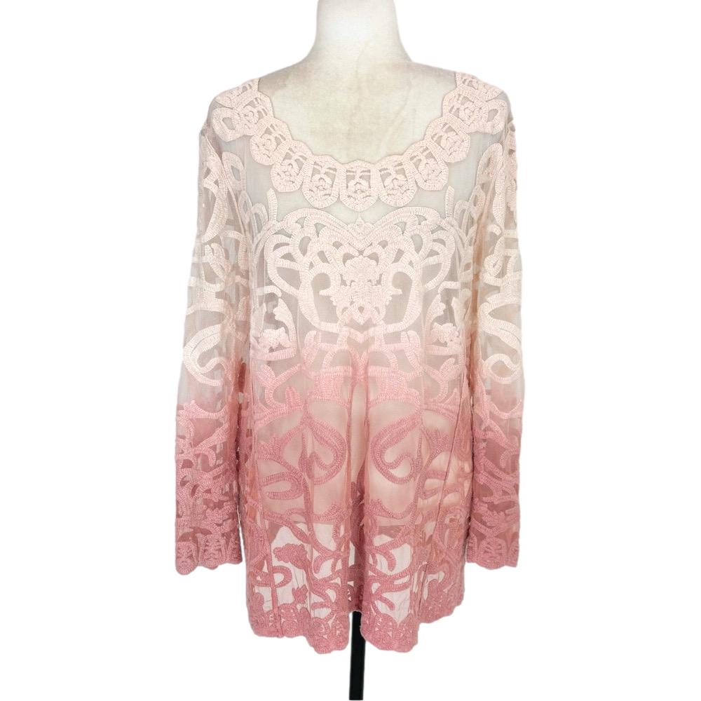 Katherine Barclay embroidered mesh top